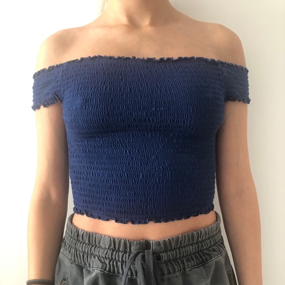 Garage Navy Off the Shoulder Crop Top from Garage - Picture 1 of 1